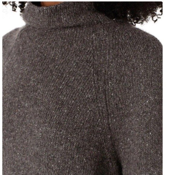 VINCE 100% Cashmere Mock Turtleneck Sweater Donegal Gray Brown Small - Picture 5 of 12